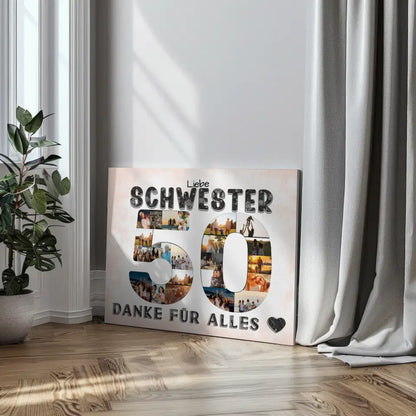 50 Geburtstag Schwester Geschenk Personalisierte Leinwand