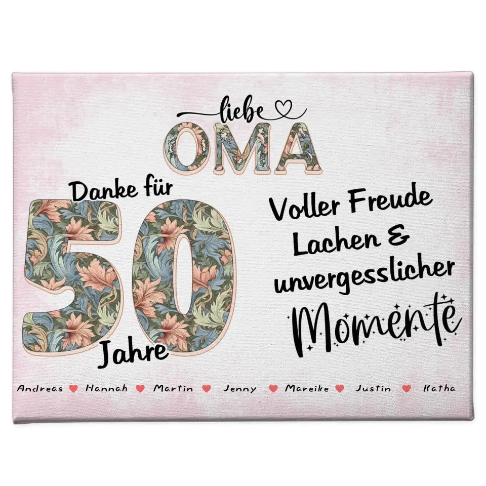 Oma Leinwand mit Namen zum 60 Geburtstag Schöne Momente