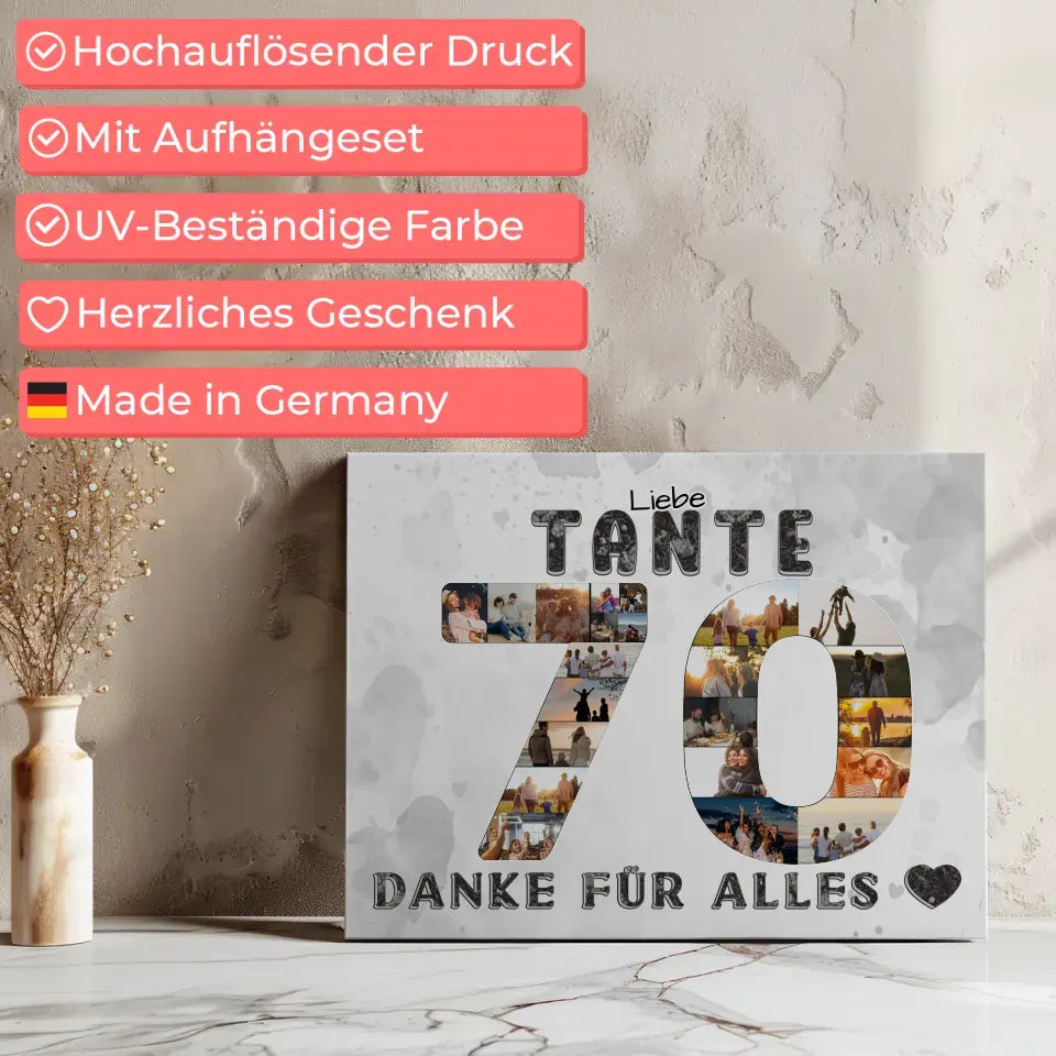 70 Geburtstag Tante Geschenk Personalisierte Leinwand