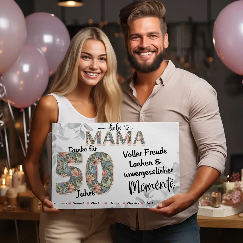 Mama 80 Geburtstag Geschenk Personalisiert Fotocollage mit Namen