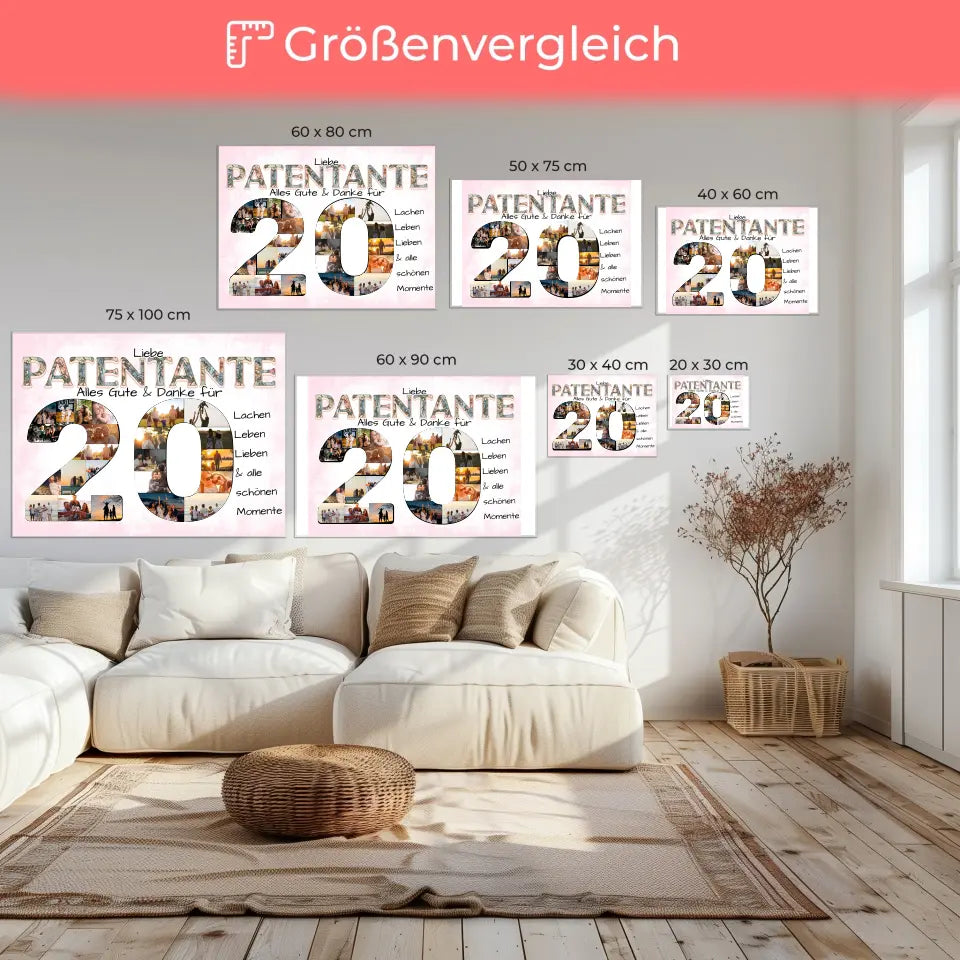 Personalisierte Leinwand zum 20 Geburtstag für Patentante Alles Gute Fotocollage