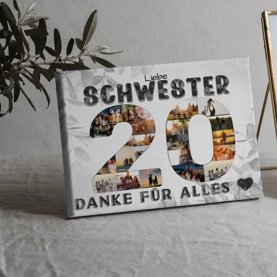 20 Geburtstag Geschenke Leinwand Schwester Danke für alles