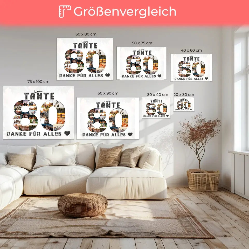 80 Geburtstag Tante Geschenk Personalisierte Leinwand