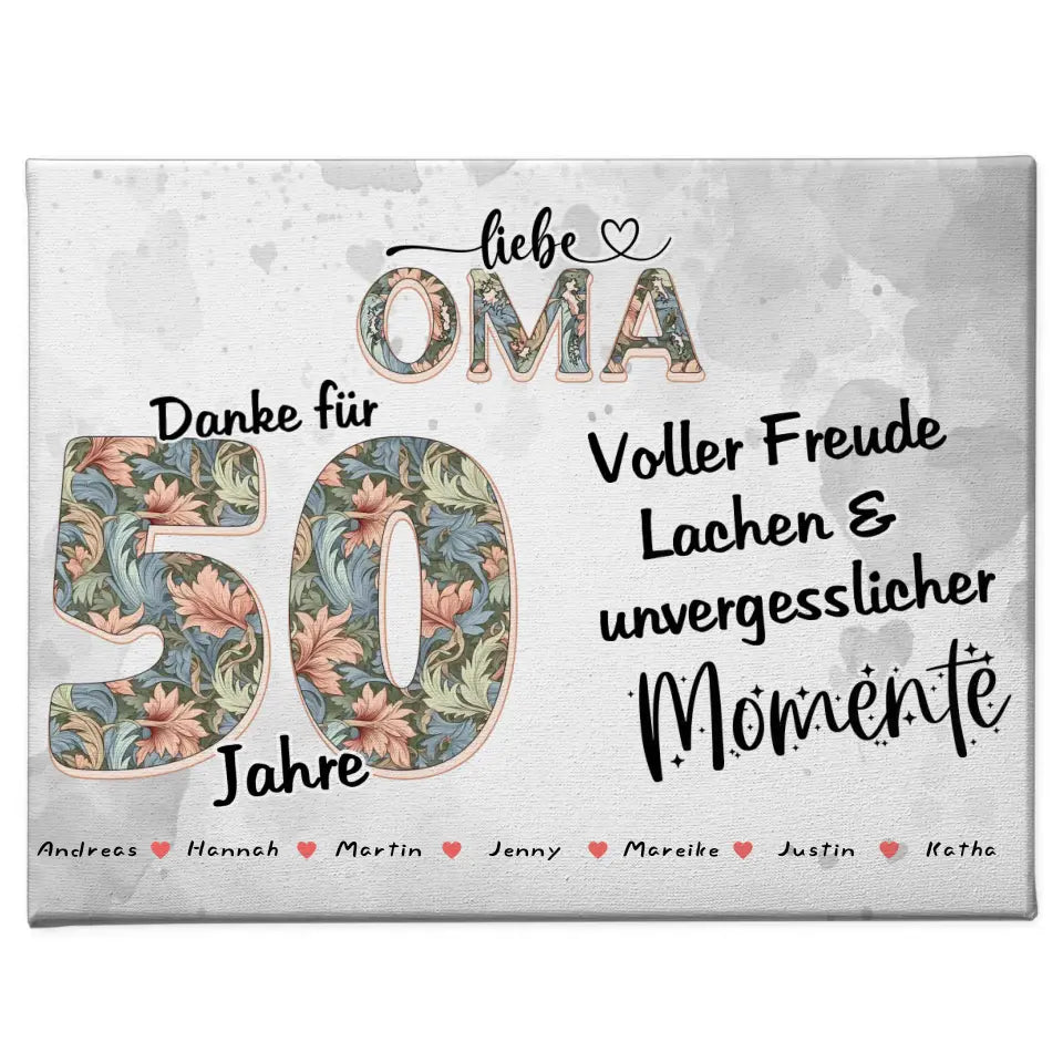 Oma Leinwand personalisiert Schöne Momente Mit Namen zum 90 Geburtstag