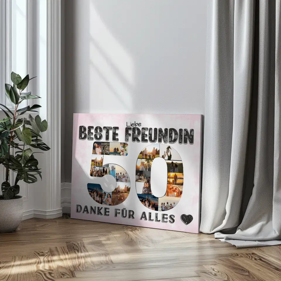 50 Geburtstag Personalisierte Leinwand für Beste Freundin Fotocollage