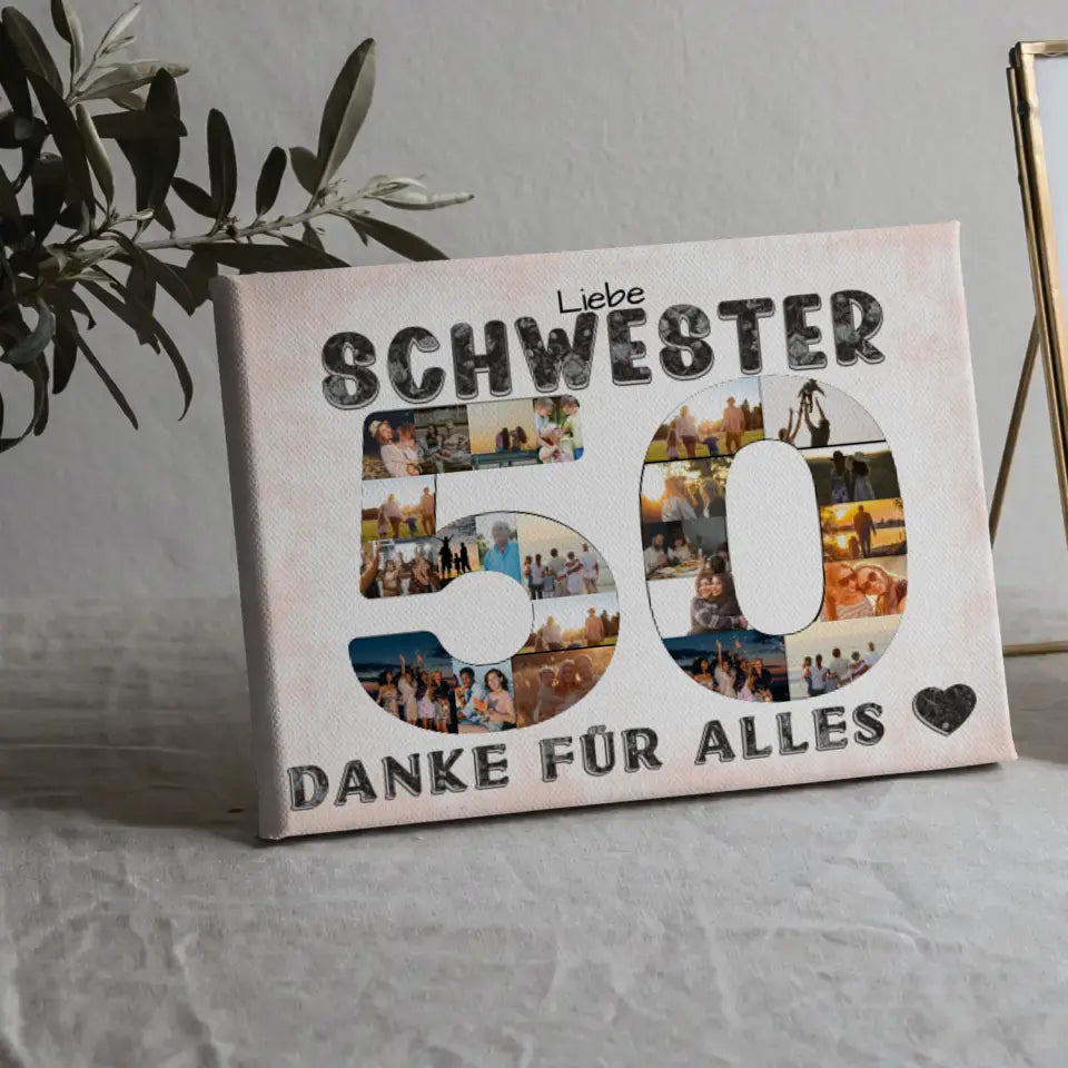 50 Geburtstag Schwester Geschenk Personalisierte Leinwand