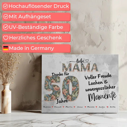 Mama Momente Leinwand Personalisiert zum 60 Geburtstag mit Namen und Fotos