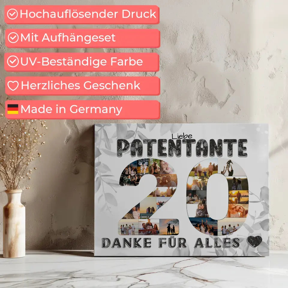 20 Geburtstag Patentante Geschenk Personalisierte Leinwand