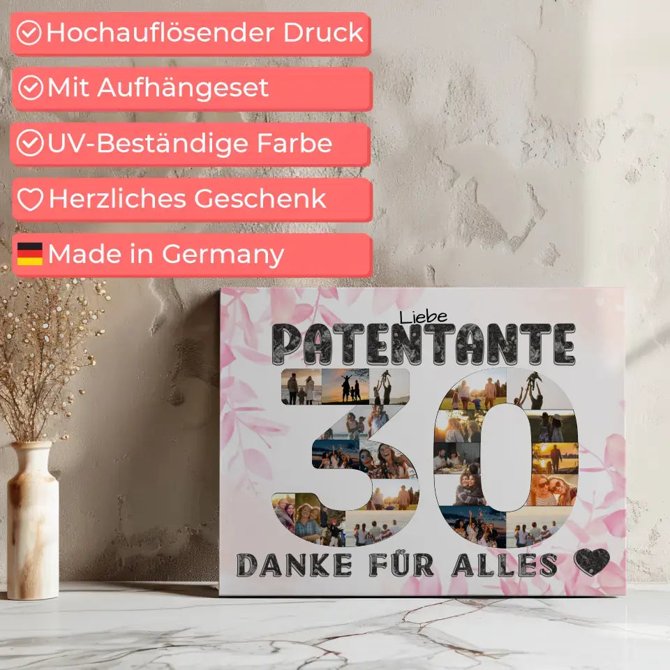 30 Geburtstag Geschenk für Patentante Personalisierte Leinwand