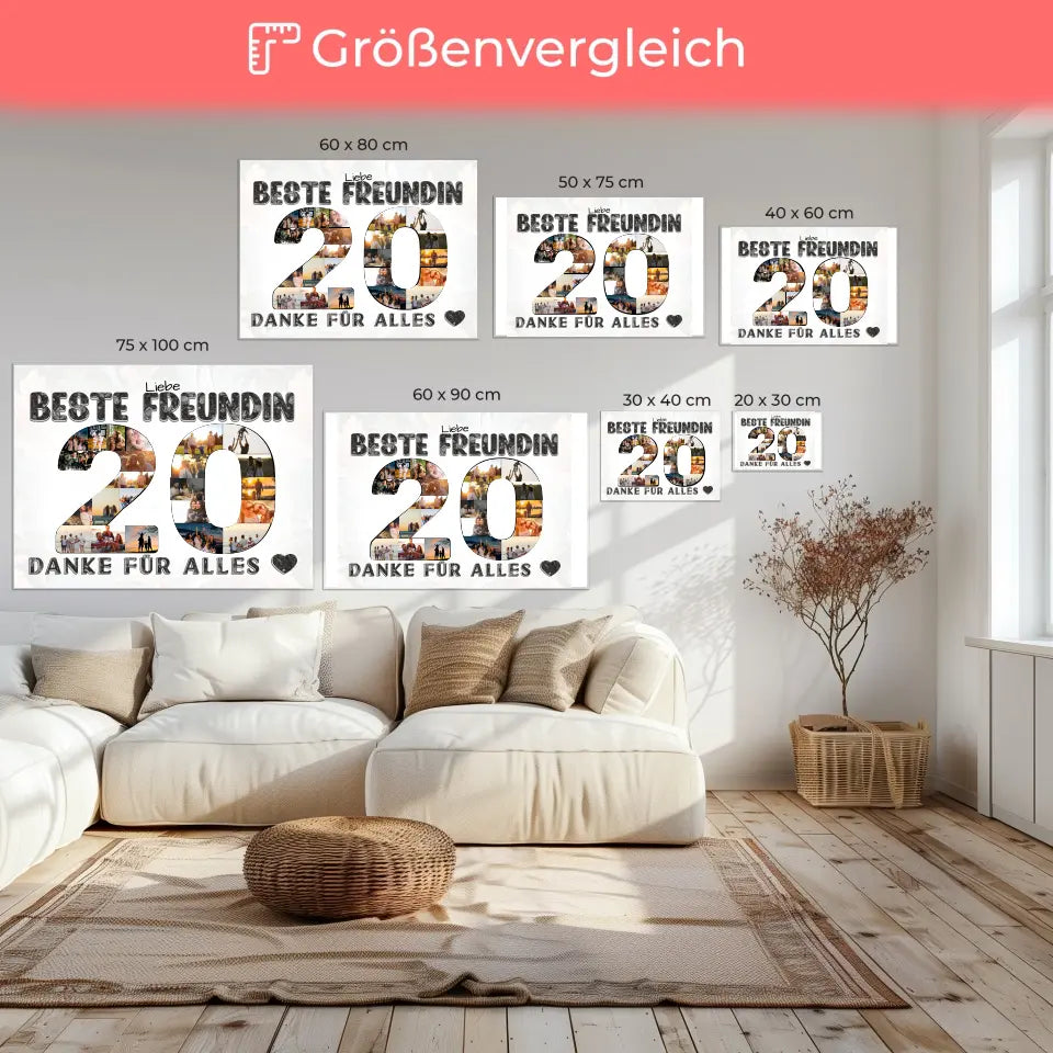 20 Geburtstag Leinwand personalisiert Danke für Alles für