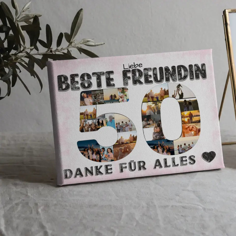 50 Geburtstag Personalisierte Leinwand für Beste Freundin Fotocollage 4