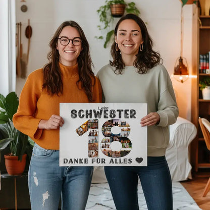 18 Geburtstag Personalisierte Leinwand für Schwester Fotocollage