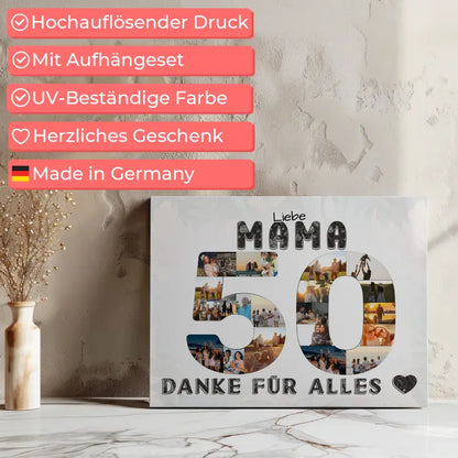 50 Geburtstag Leinwand Geschenk Mama Danke für Alles Fotocollage