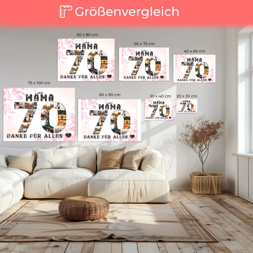 70 Geburtstag Geschenke Leinwand Mama Danke für alles