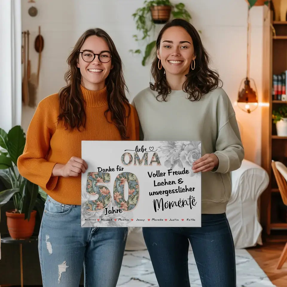 Oma Foto Momente der Familie zum 80 Geburtstag Personalisierte Leinwand