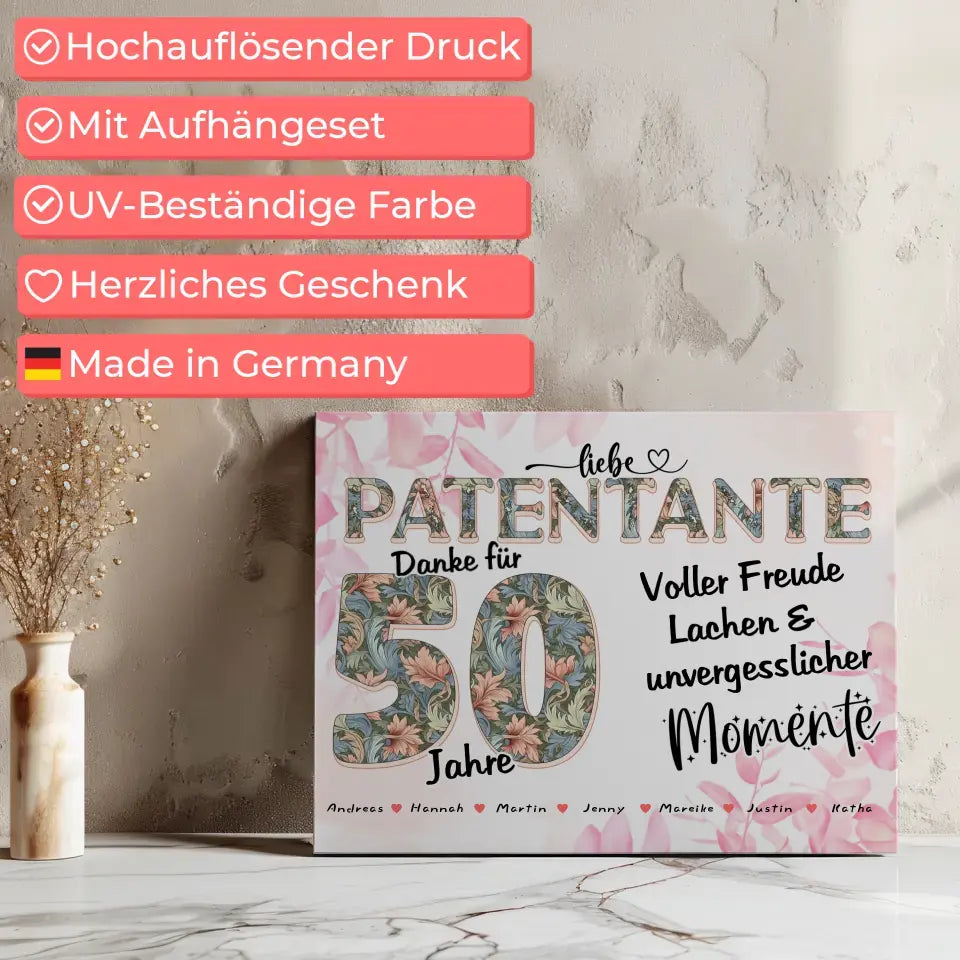 Patentante Geschenk zum 50 Geburtstag Unsere Momente mit Namen