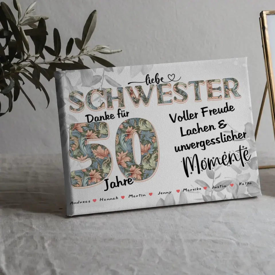 Schwester Foto Geschenk zum 40 Geburtstag mit Familien Fotos Schöne Momente