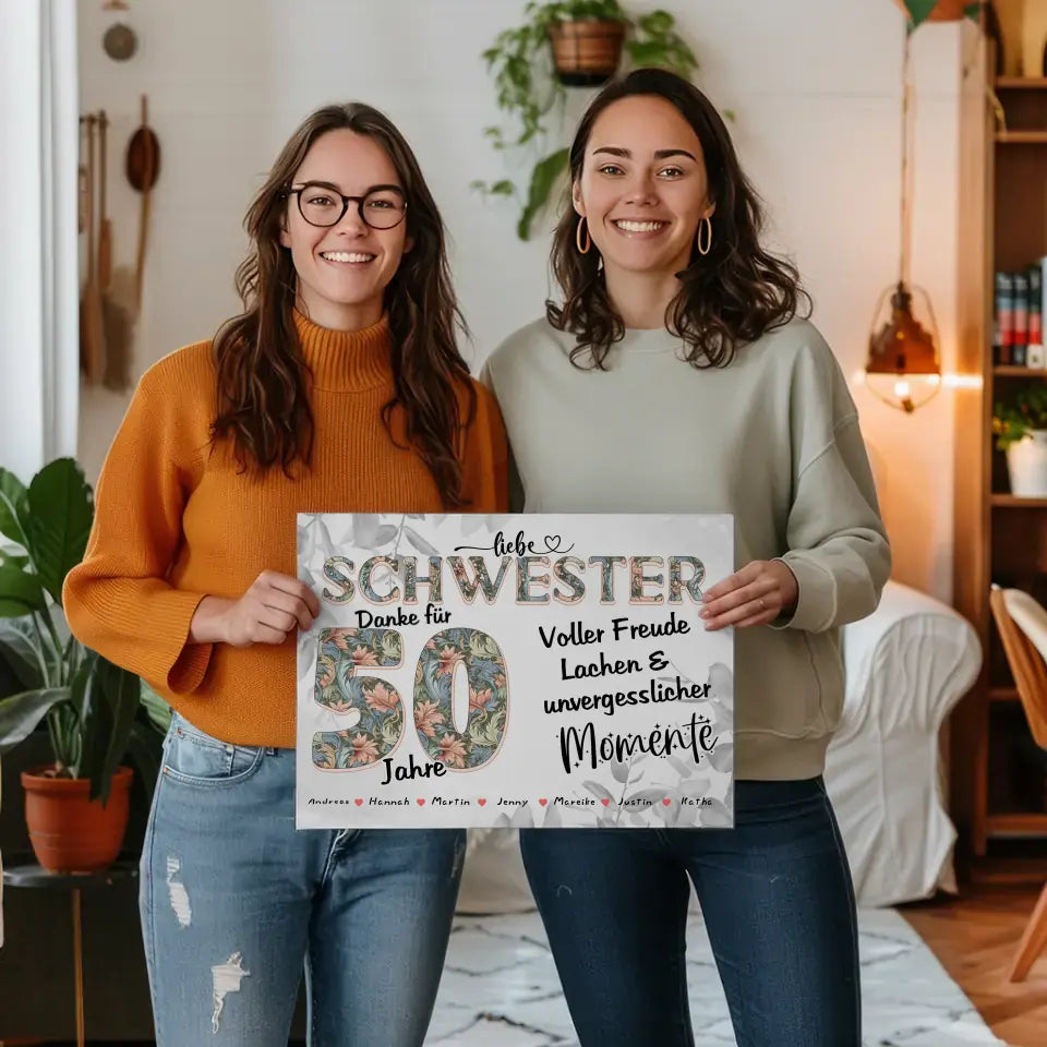 Schwester Foto Geschenk zum 40 Geburtstag mit Familien Fotos Schöne Momente