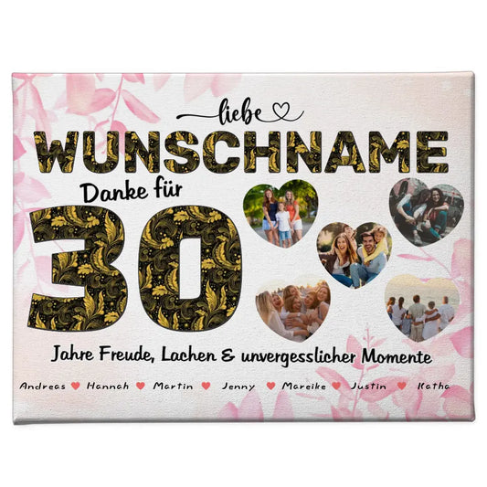Personalisierte Fotogeschenk Poster 30 Geburstag für Tante Floral Look 1