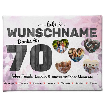 Personalisierte Geburtstags Leinwand 70 Geburstag 5 Fotos