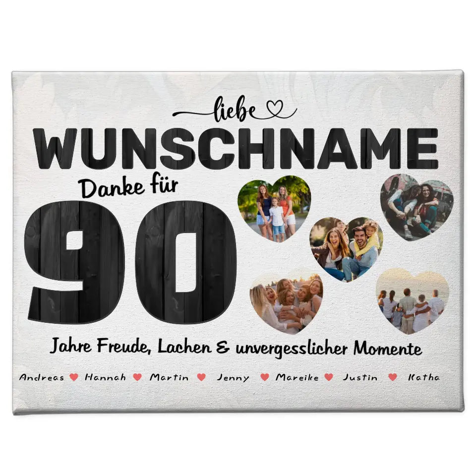 Geschenk Leinwand personalisiert 90 Geburstag Wunschname