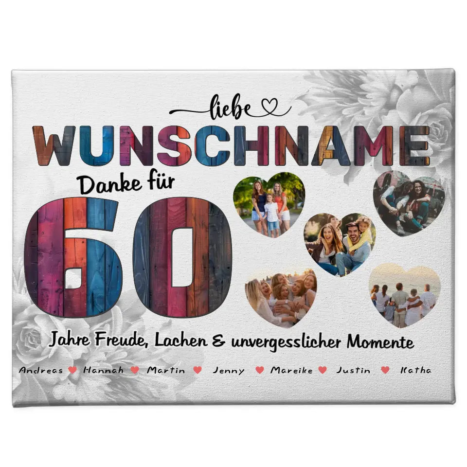 Leinwand personalisiert für Tante 60 Geburstag Mit Namen