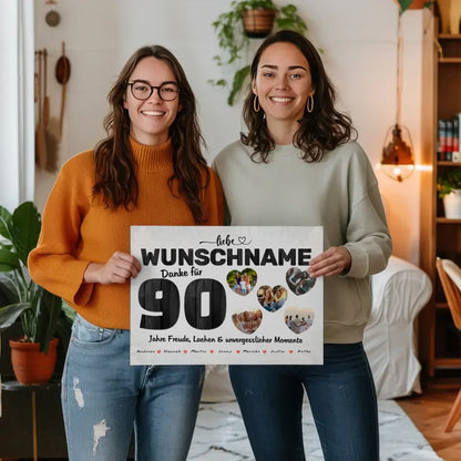 Geschenk Leinwand personalisiert 90 Geburstag Wunschname