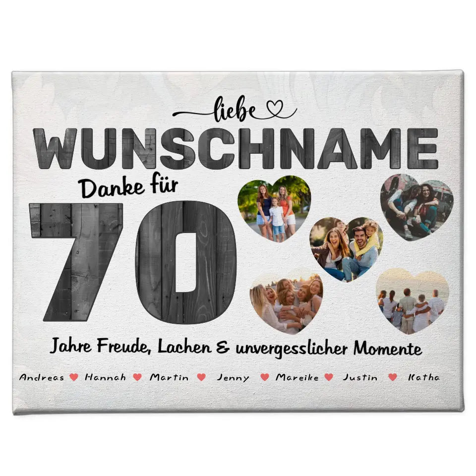 Geburtstags Leinwand für Tante 70 Geburstag Personalisiert