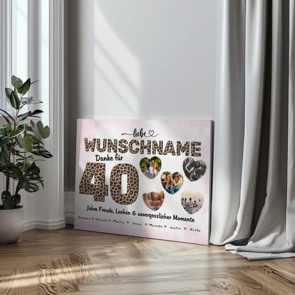 Poster mit Wunschname personalisiert 40 Geburstag Fotogeschenk