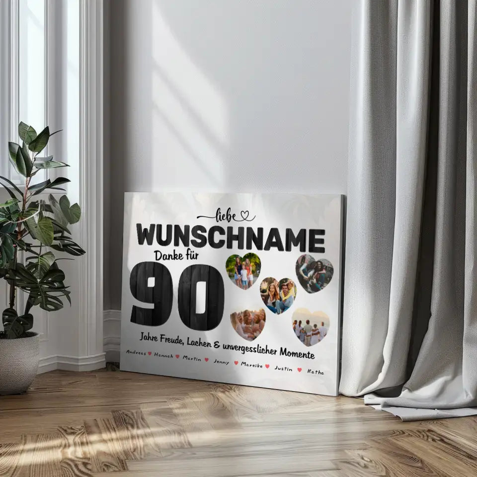 Geschenk Leinwand personalisiert 90 Geburstag Wunschname