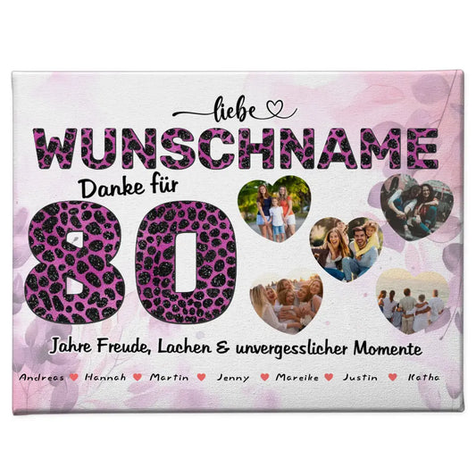 80 Geburstag Poster für Tante Personalisiert Pinker Leo Look 1