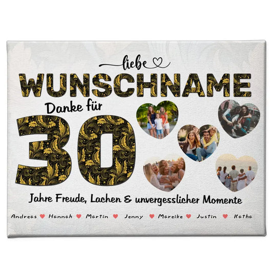 Geschenkidee zum 30 Geburstag Patentante Leinwand personalisiert