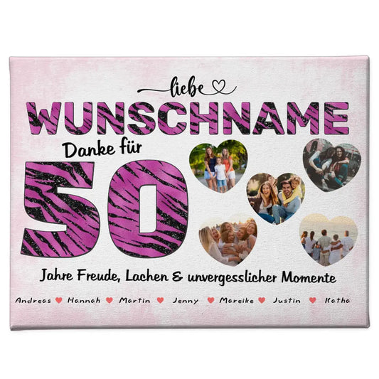 Poster mit 5 Fotos personalisiert 50 Geburstag Danke für alles 5 Fotos