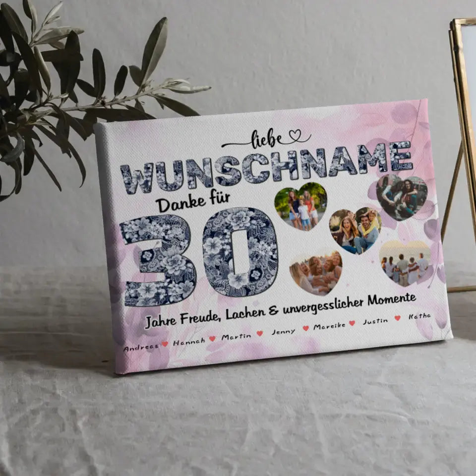 Personalisierte Leinwand 30 Geburstag Mama Geschenk mit Namen