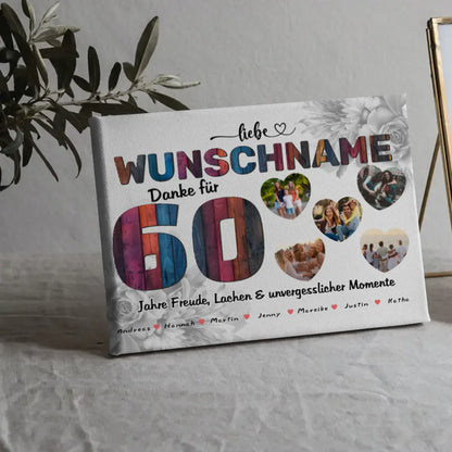 Leinwand personalisiert für Tante 60 Geburstag Mit Namen