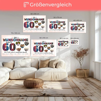 Personalisierte Geburtstags Leinwand 60 Geburstag Bunter Holz Look