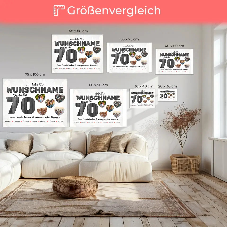 Geburtstags Leinwand für Tante 70 Geburstag Personalisiert