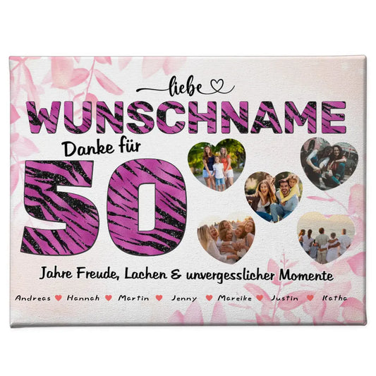 Leinwand personalisiert für Schwester 50 Geburstag Fotocollage 1