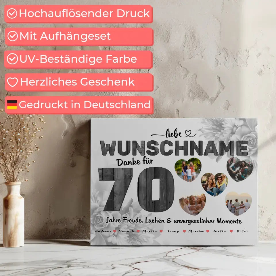 70 Geburstag Patentante Leinwand personalisiert mit Wunschname 5 Fotos