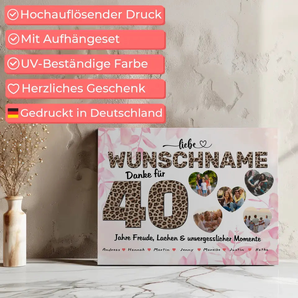 Personalisierte Patentante Poster 40 Geburstag Herzliches Geschenk