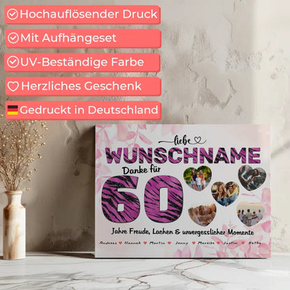 60 Geburstag Poster für Mama Personalisiert Alles Gute mit 5 Herzfotos