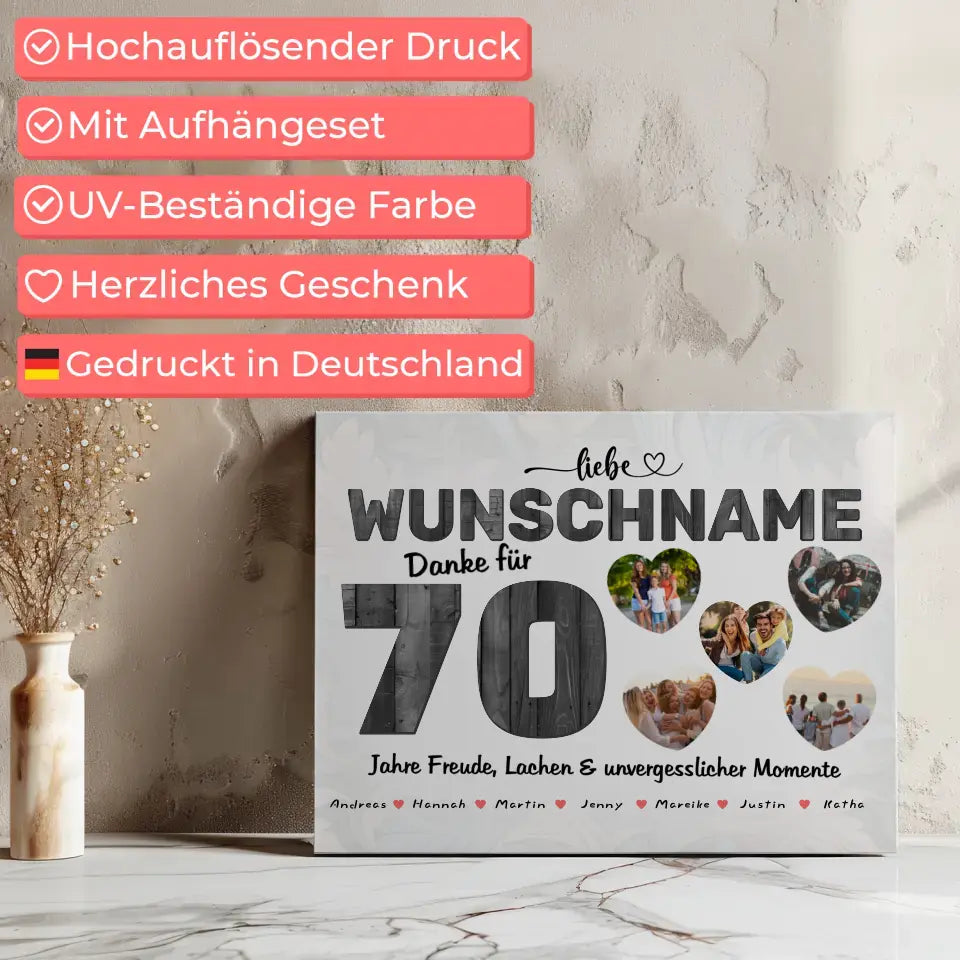 Geburtstags Leinwand für Tante 70 Geburstag Personalisiert