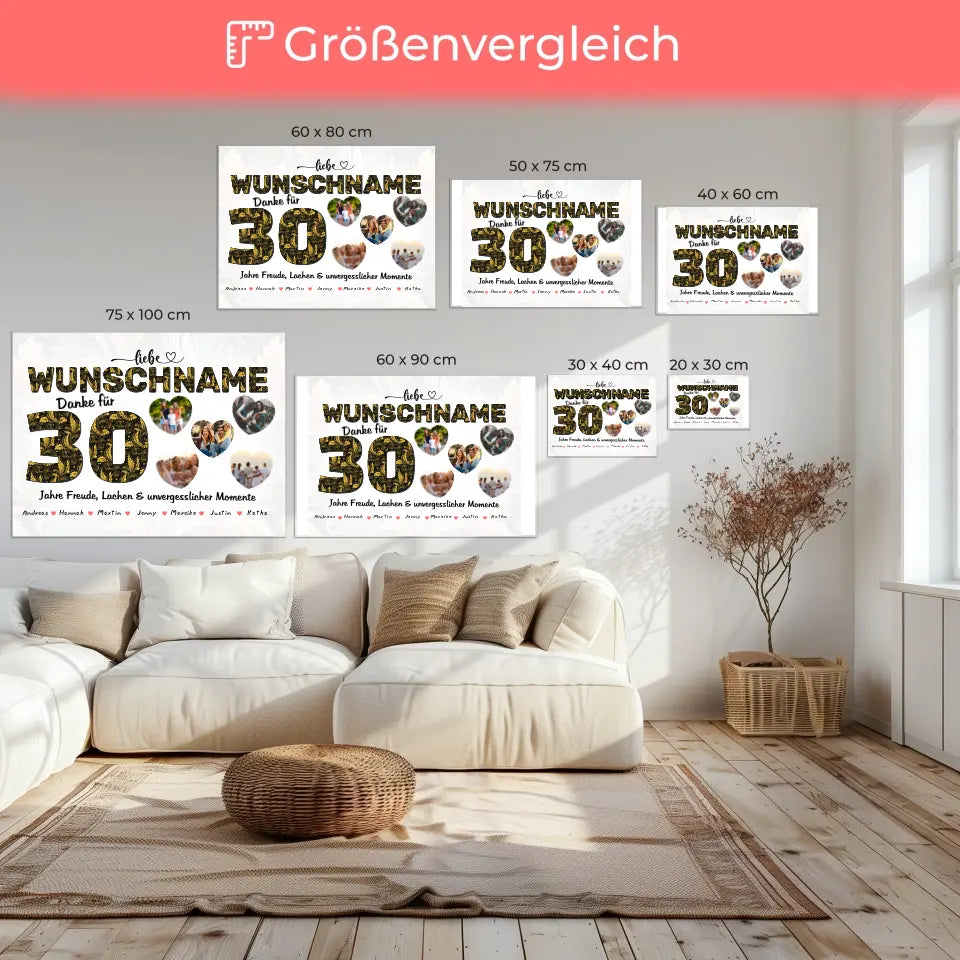 Geschenkidee zum 30 Geburstag Patentante Leinwand personalisiert