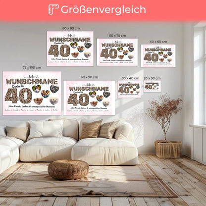 Poster mit Wunschname personalisiert 40 Geburstag Fotogeschenk