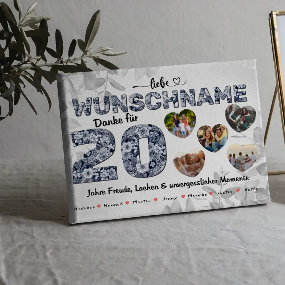 Patentante Leinwand personalisiert für 20 Geburstag Mit Namen