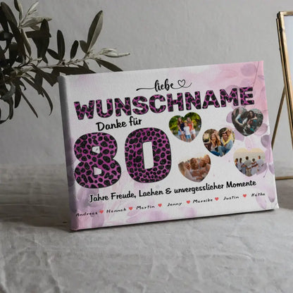 80 Geburstag Poster für Tante Personalisiert Pinker Leo Look