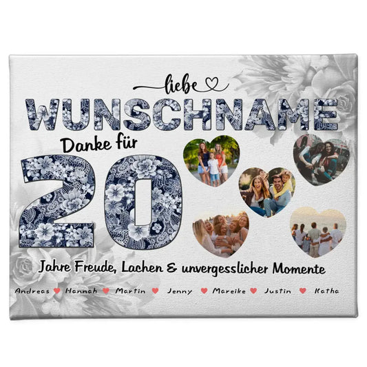 Beste Freundin Leinwand personalisiert für 20 Geburstag Mit Namen 1