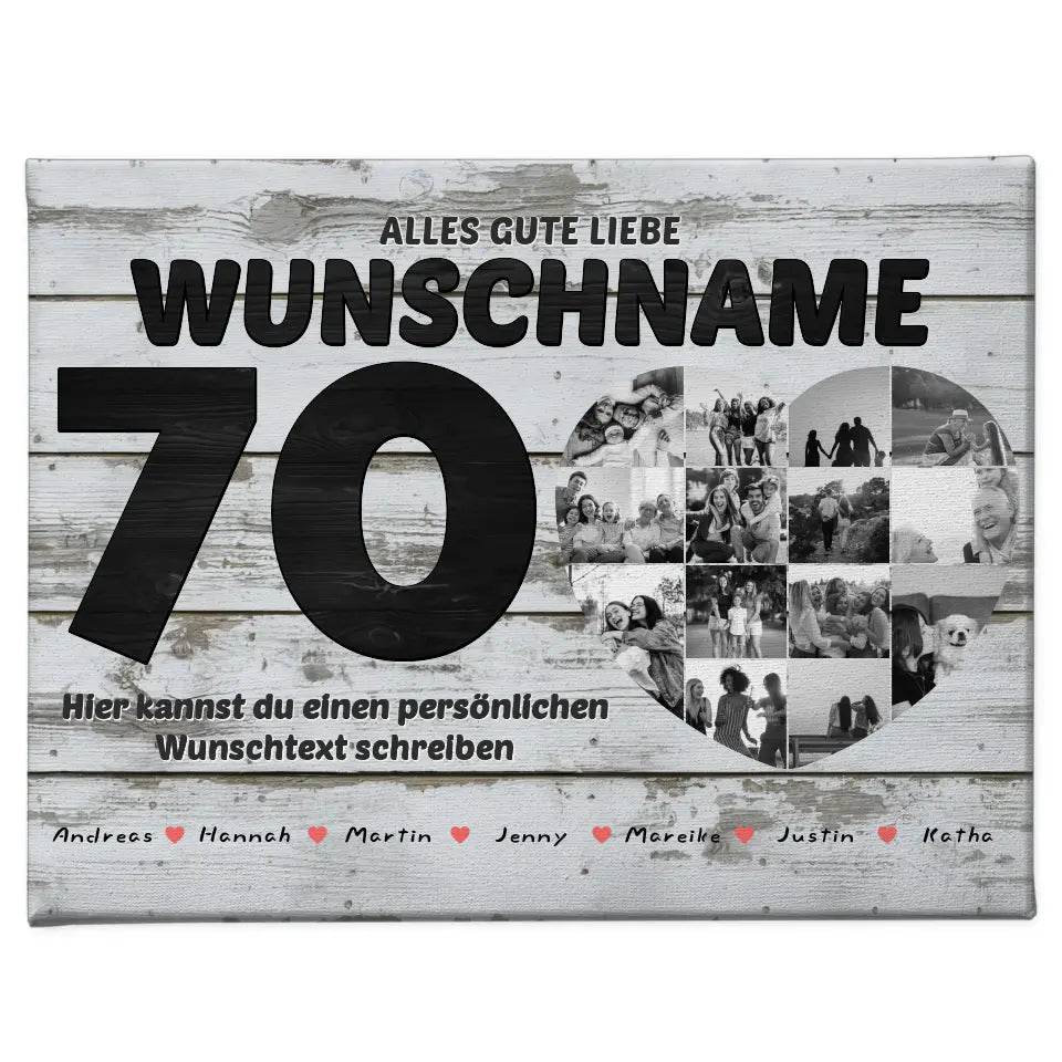 Poster mit Wunschname 70 Geburstag 14 Fotos Bis zu 15 Namen Geschenkidee