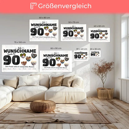 Geschenk Leinwand personalisiert 90 Geburstag Wunschname