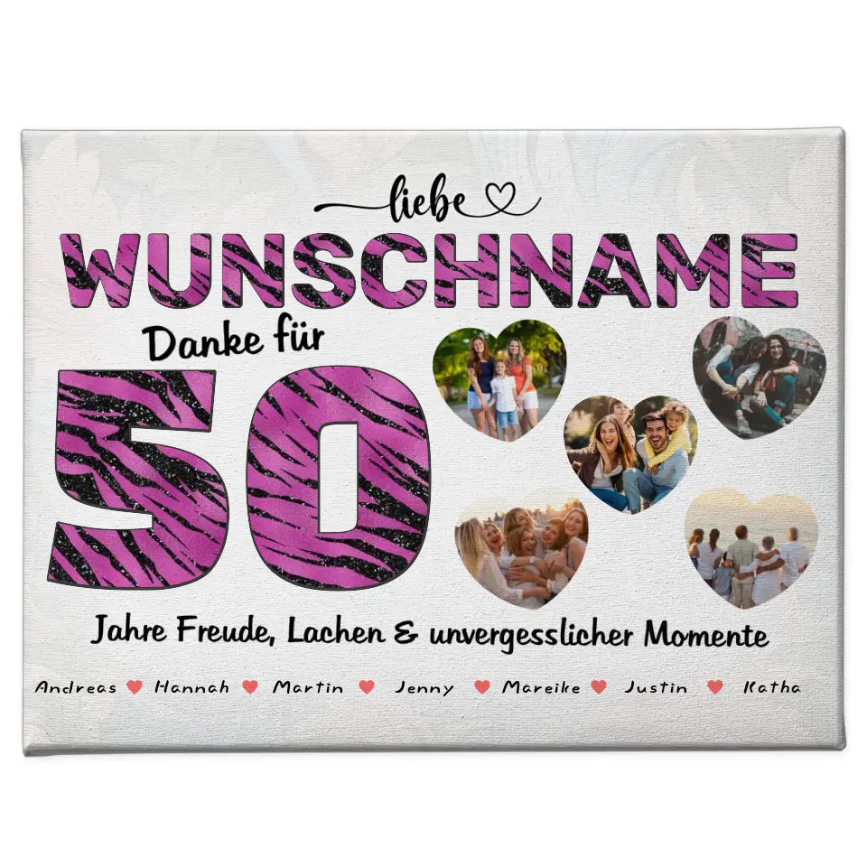 Poster mit 5 Fotos personalisiert 50 Geburstag Personalisiert